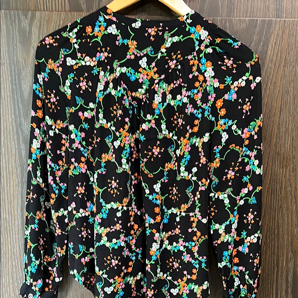 Maeve by Anthropologie, Floral Black Button-Up Blouse, x-small - Picture 5 of 7